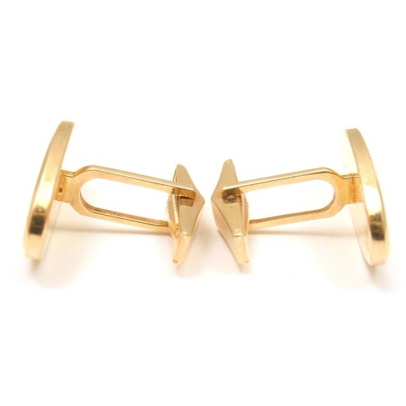 Rare Tiffany And Co. 14k Yellow Gold Textured Sapphire Mens Cufflinks - Picture 6 of 9